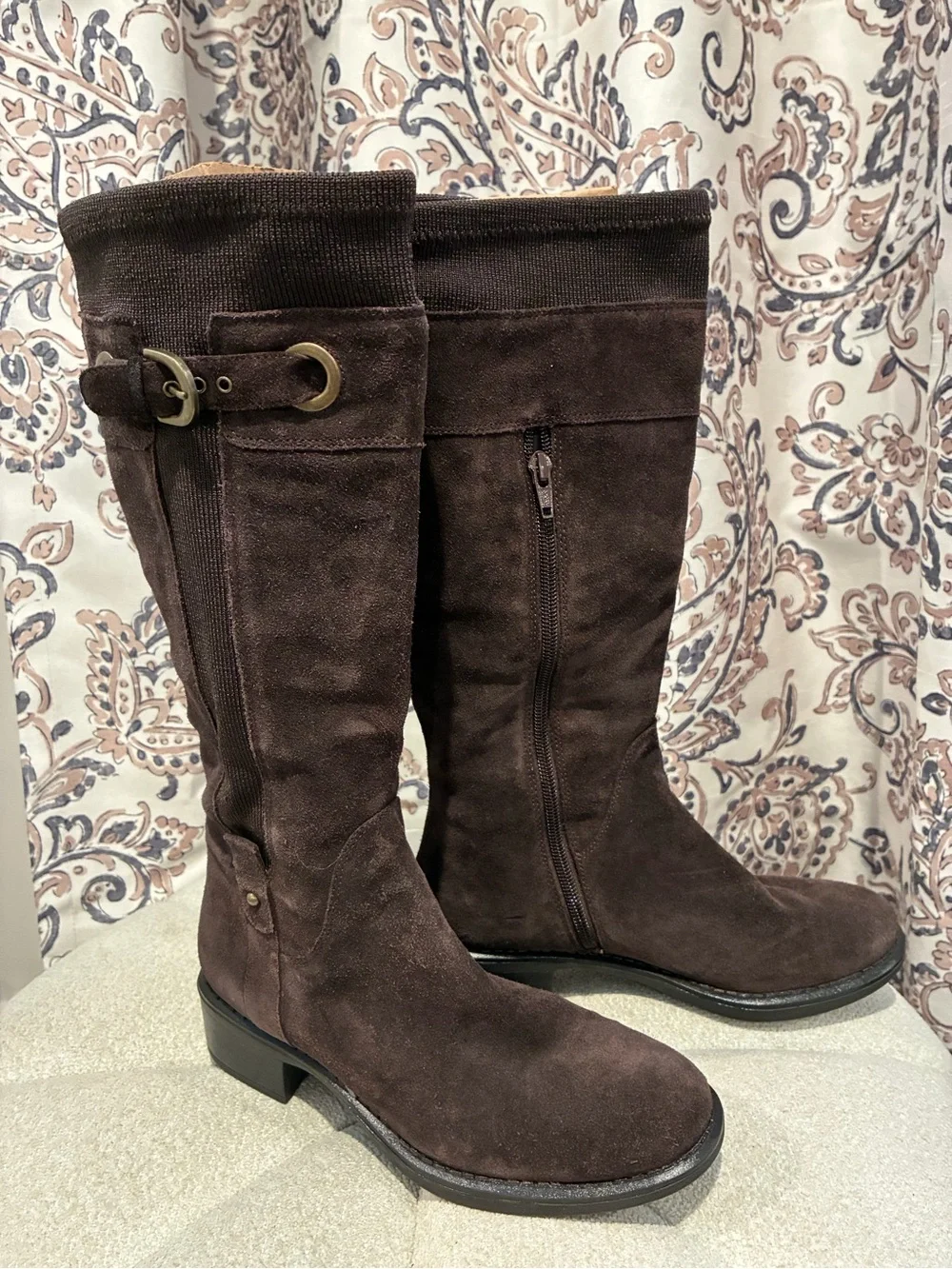 Style & Co Dark Brown Wide Calf Suede Knee Boots